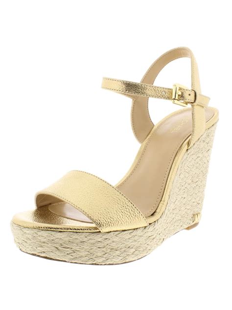 michael kors jill wedge sandals gold|Michael Kors suede wedges.